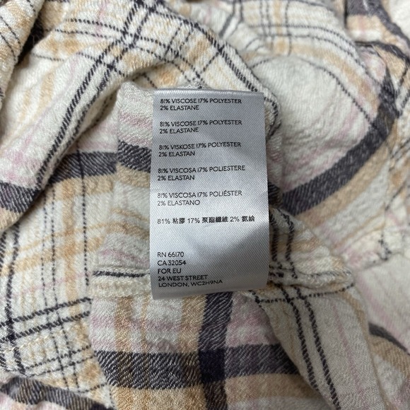 Free People We The Free Hidden Valley Button Up Shirt Beige Plaid Size L Women's - Picture 15 of 15